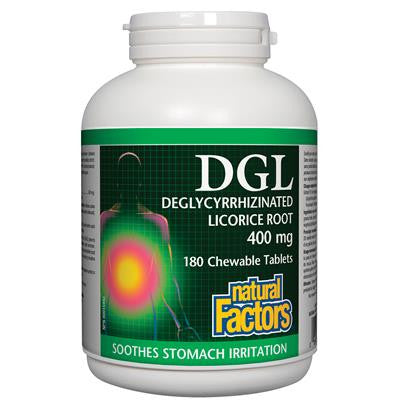 Natural Factors DGL Deglycyrrhizinated Licorice Root 400mg 180 Chewable Tablets