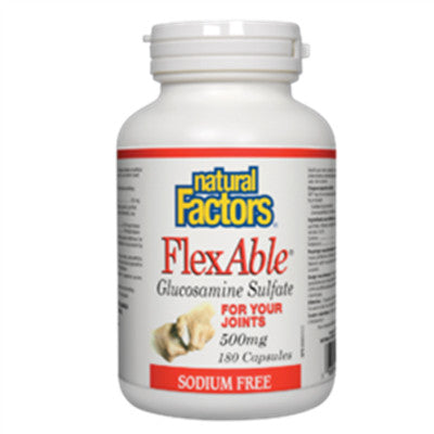 維骨素膠囊 500毫克 500粒 Natural Factors FlexAble Glucosamine Sulfate Sodium Free 500mg 500 Capsules