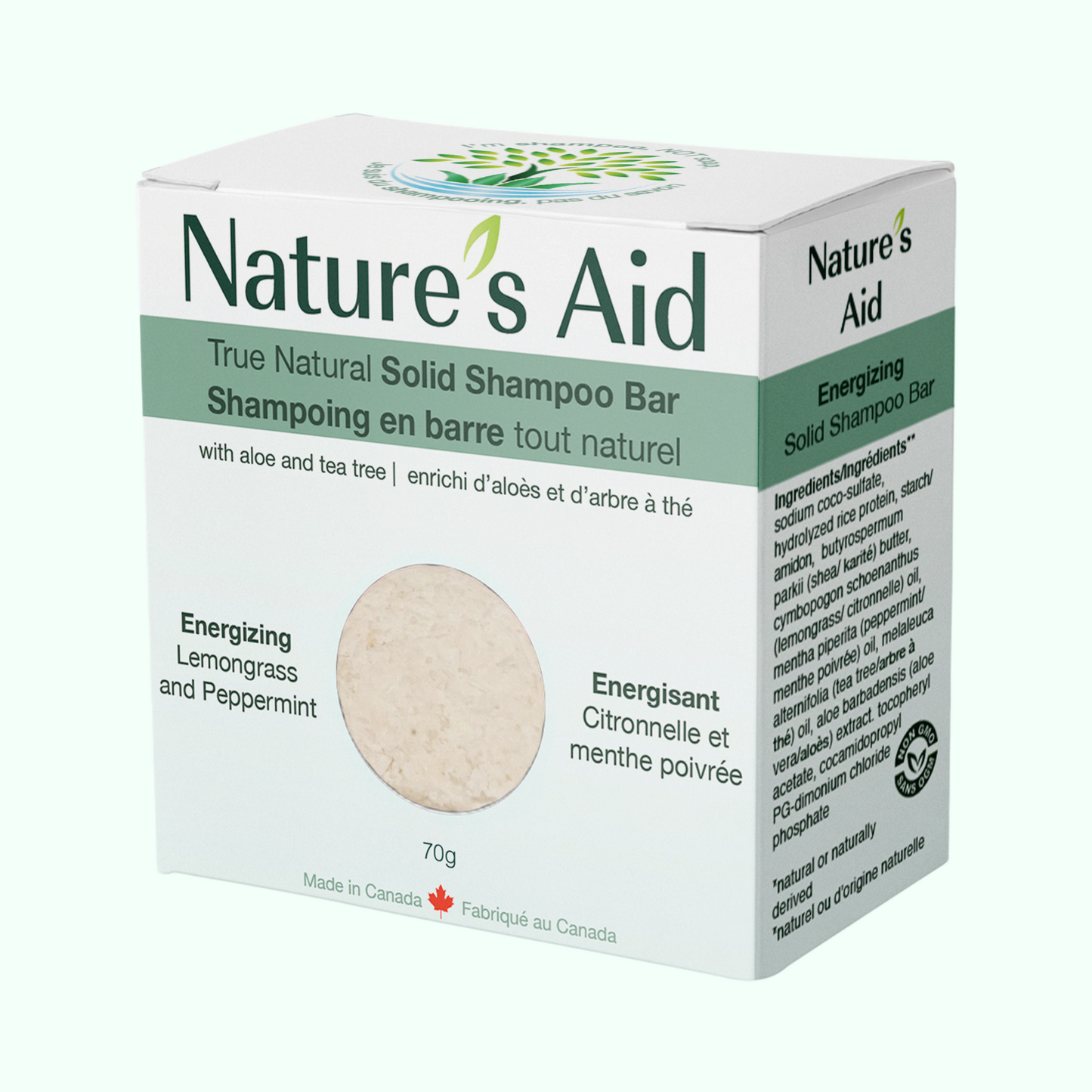 Nature's Aid Lemongrass & Peppermint Solid Shampoo Bar