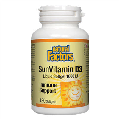Natural Factors Sun Vitamin D3 1000 IU 180 Softgels