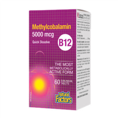 Natural Factors Vitamin B12 Methylcobalamin 5000 mcg 60 SubTabs