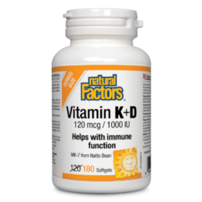 Natural Factors Vitamin K & D 180 Softgels