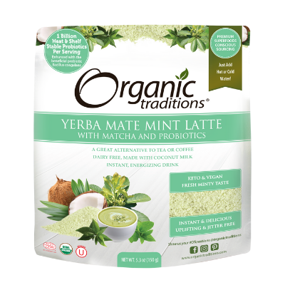 Organic Traditions Yerba Mate Mint Latte with Matcha and Probiotics