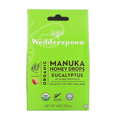 Wedderspoon Organic Manuka Honey Drops Eucalyptus 120g
