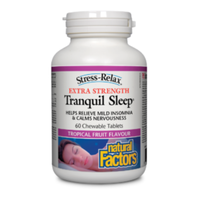 Natural Factors Tranquil Sleep® Extra Strength, Tropical Fruit Flavour 60 Chew