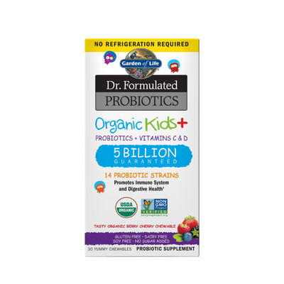 Dr. Formulated Probiotics Organic Kids+ Shelf-Stable Berry Cherry 30 Chewables