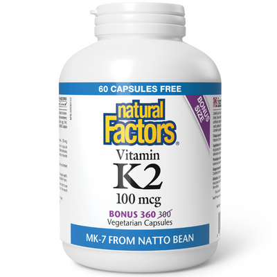 Natural Factors Vitamine K2 100mcg 360 VCapsules Bonus