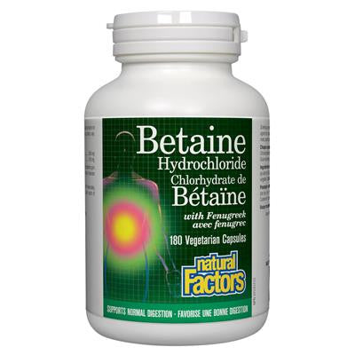 Natural Factors Betaine Hydrochloride (HCL) w/ Fenugreek 180 VCapsules