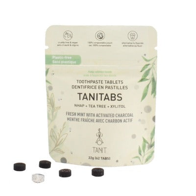 Tanit Tanitabs Toothpaste Fresh Mint + CHARCOAL 62 Counts in POUCH (22g)
