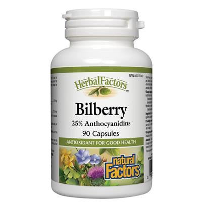 Natural Factors Bilberry, HerbalFactors® 90 Capsules