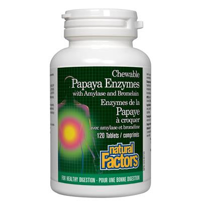 Natural Factors Papaya Enzymes with Amylase and Bromelain 120 Chewable Tablets