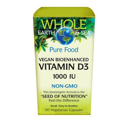 Natural Factors Vegan Bioenhanced Vitamin D3 1000 IU, Whole Earth & Sea™ 90 VCapsules